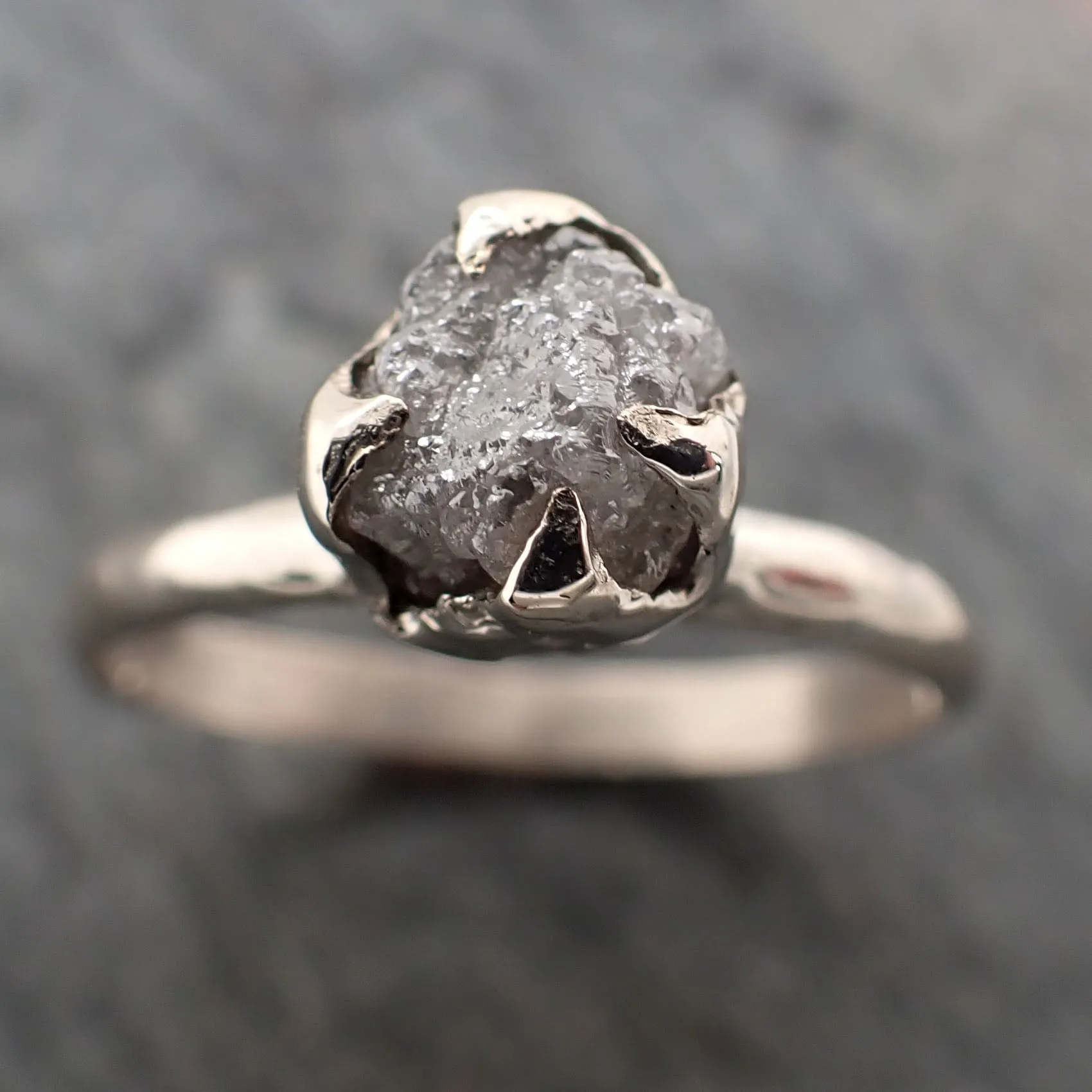 raw rough uncut diamond engagement ring solitaire 14k white gold conflict free diamond wedding promise 2328 Alternative Engagement