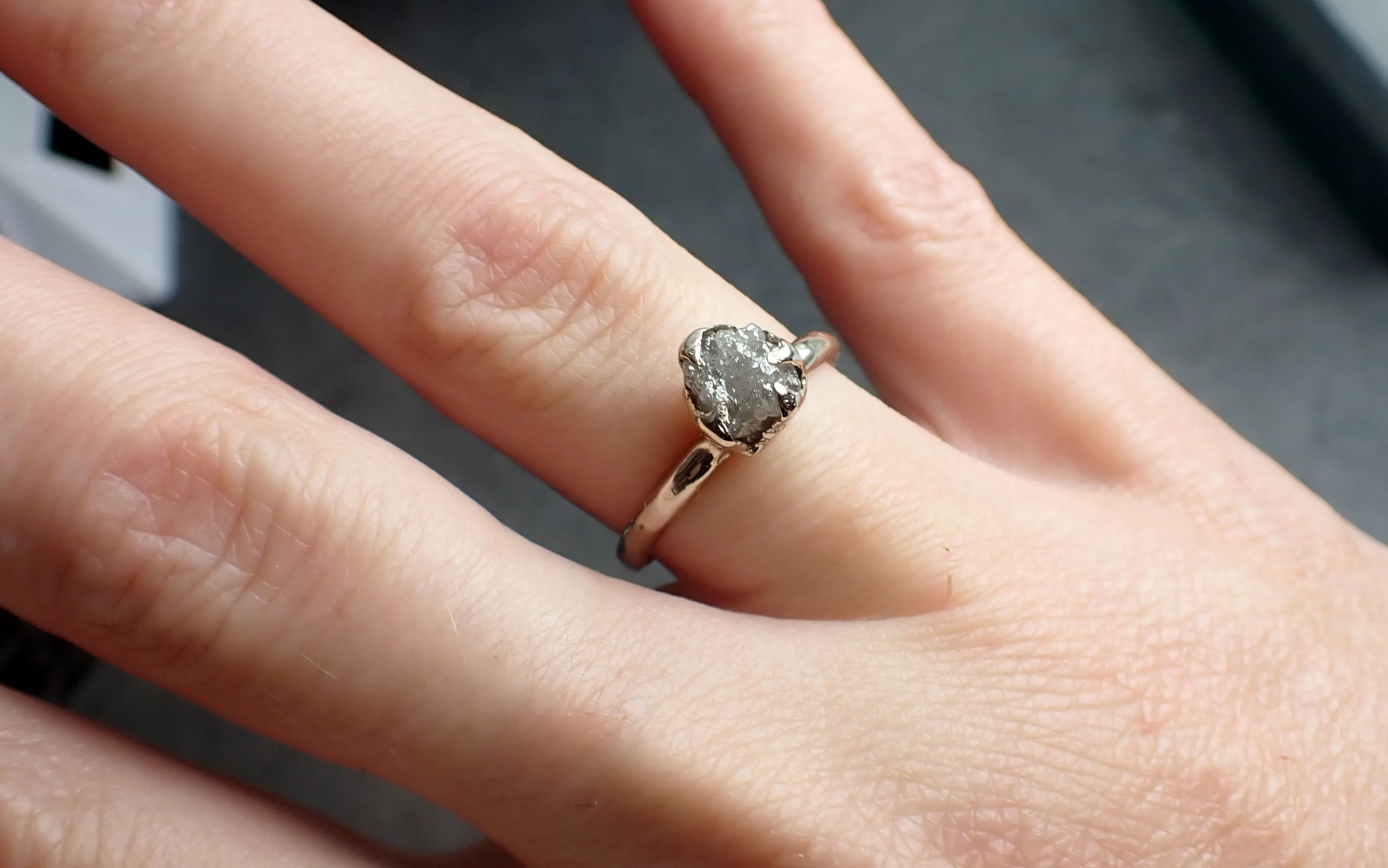 raw rough uncut diamond engagement ring solitaire 14k white gold conflict free diamond wedding promise 2328 Alternative Engagement