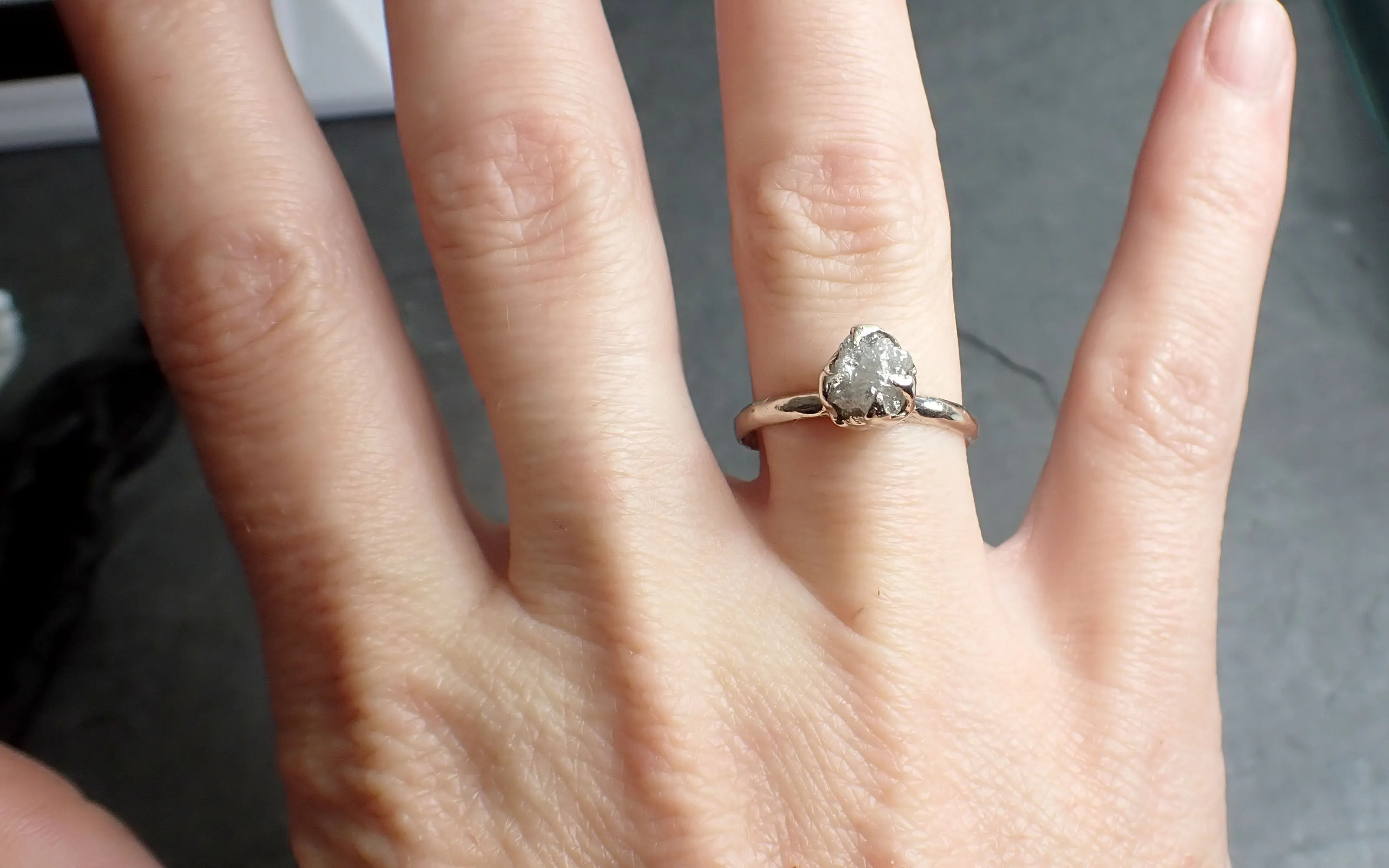 raw rough uncut diamond engagement ring solitaire 14k white gold conflict free diamond wedding promise 2328 Alternative Engagement