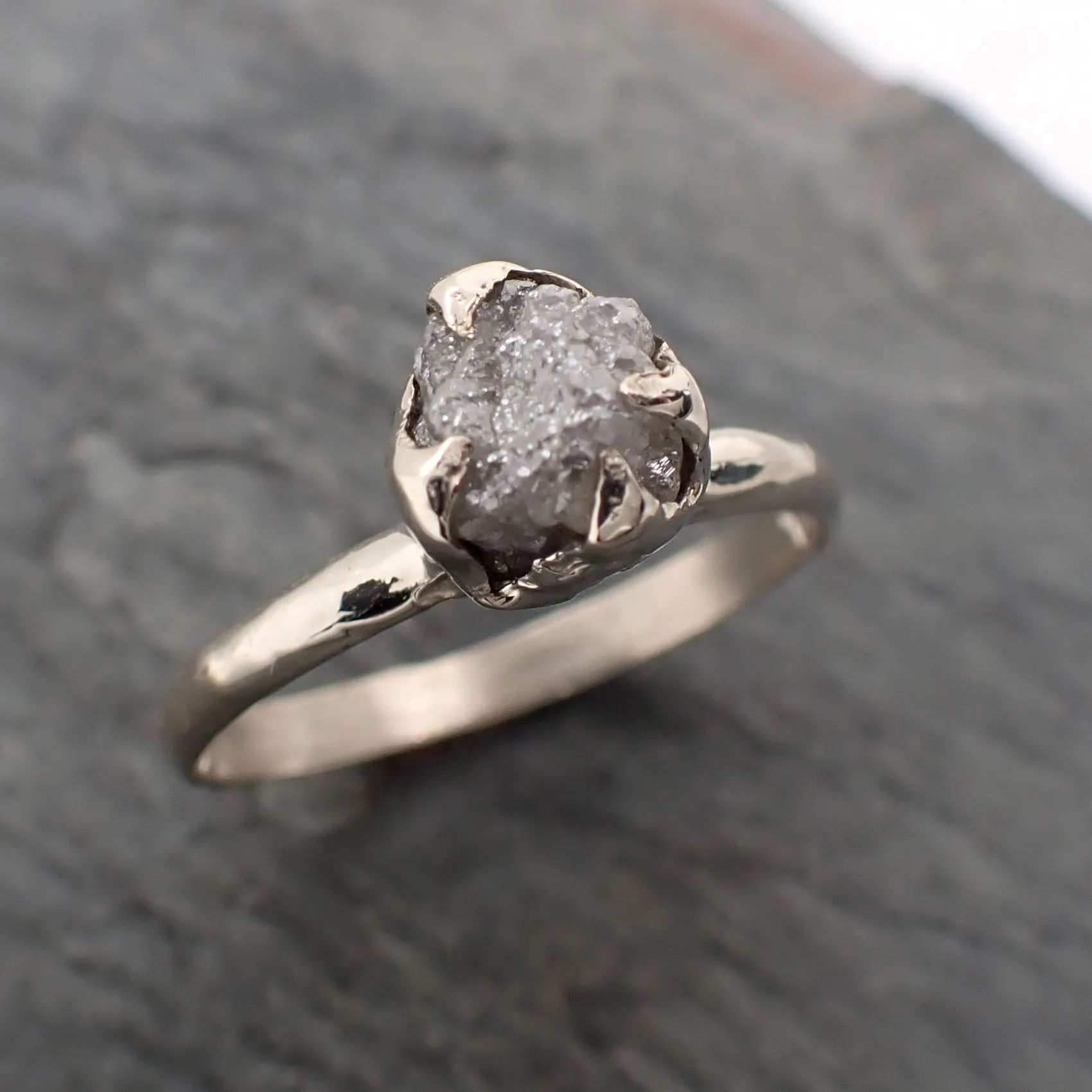 raw rough uncut diamond engagement ring solitaire 14k white gold conflict free diamond wedding promise 2328 Alternative Engagement