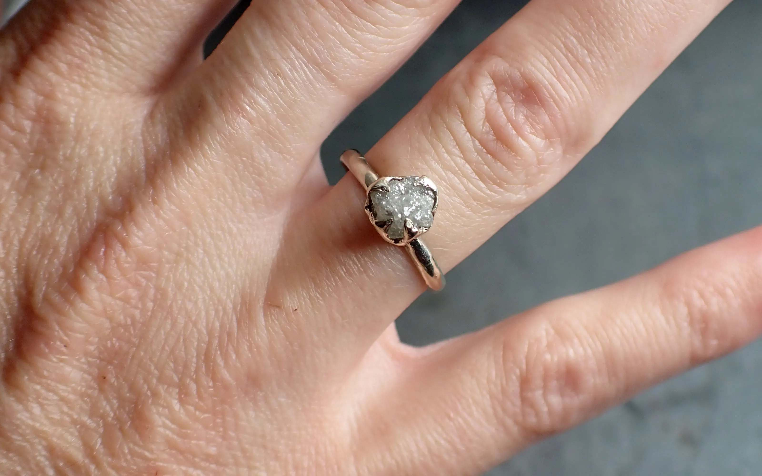raw rough uncut diamond engagement ring solitaire 14k white gold conflict free diamond wedding promise 2328 Alternative Engagement