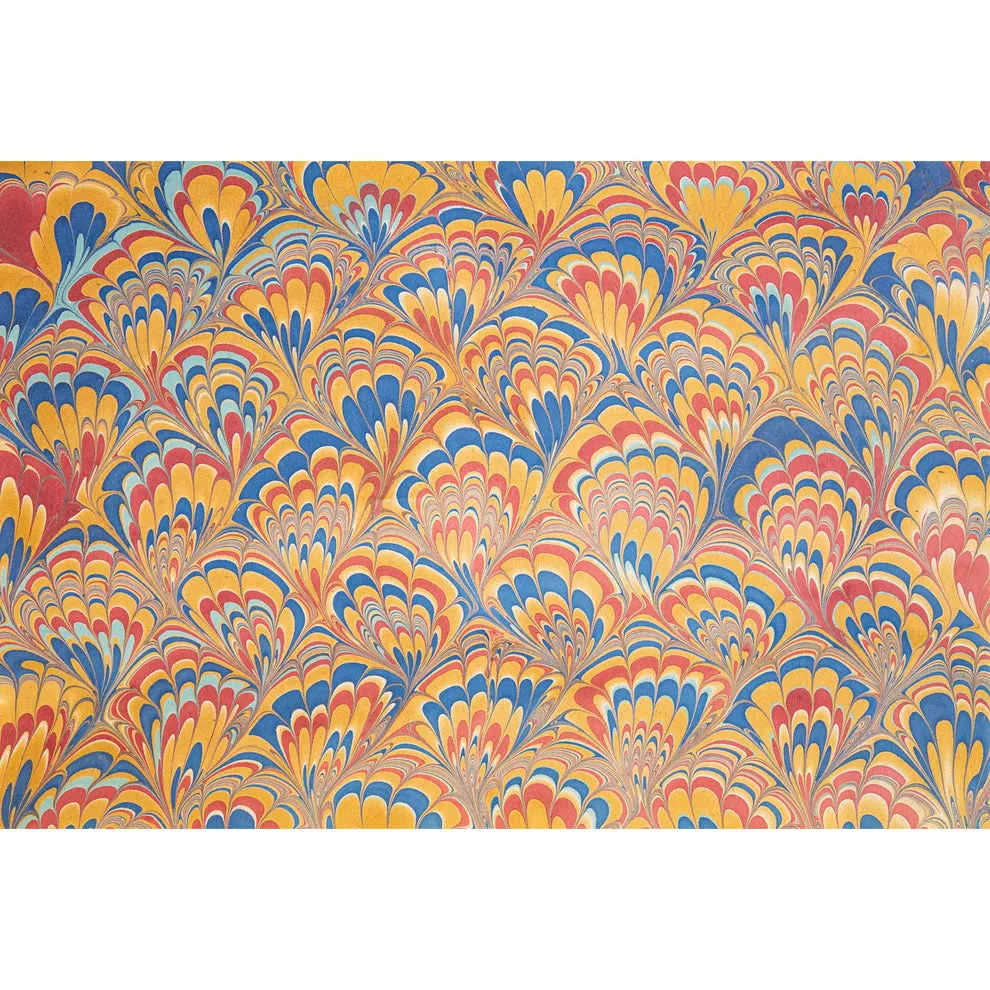 Red & Blue Peacock Marbled Paper Placemats