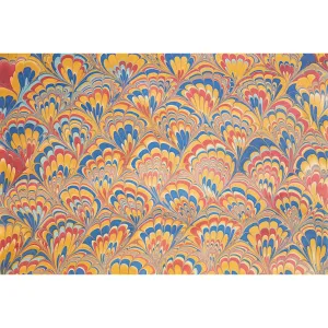 Red & Blue Peacock Marbled Paper Placemats