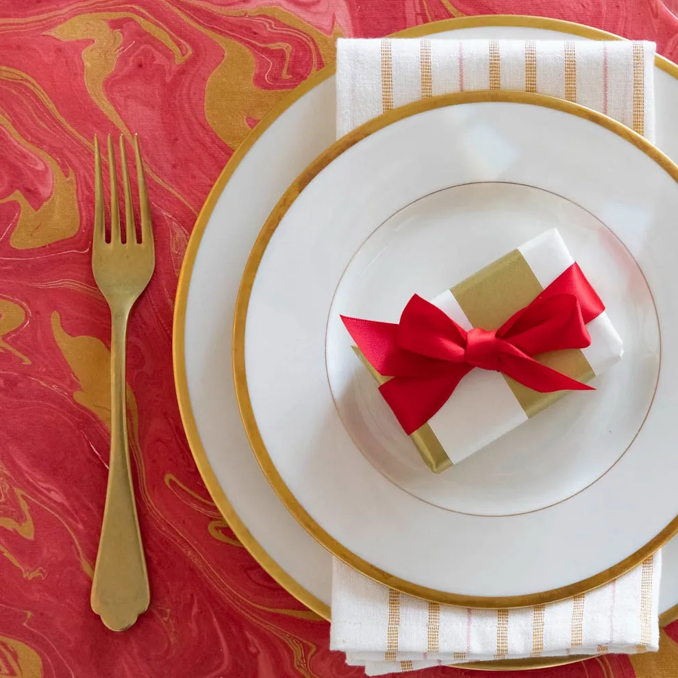 Red & Gold Marbled Paper Placemats