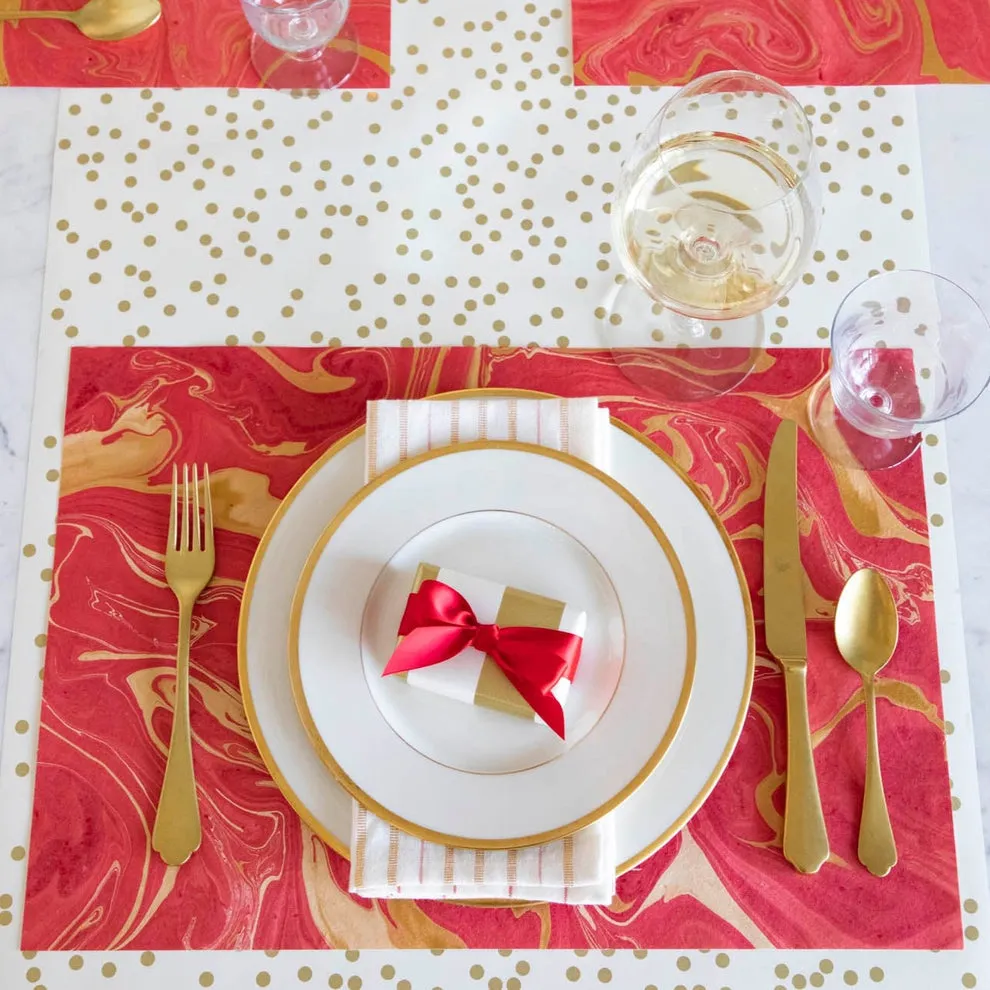 Red & Gold Marbled Paper Placemats