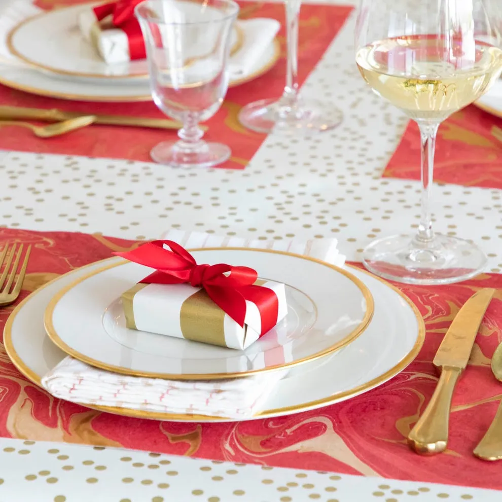 Red & Gold Marbled Paper Placemats