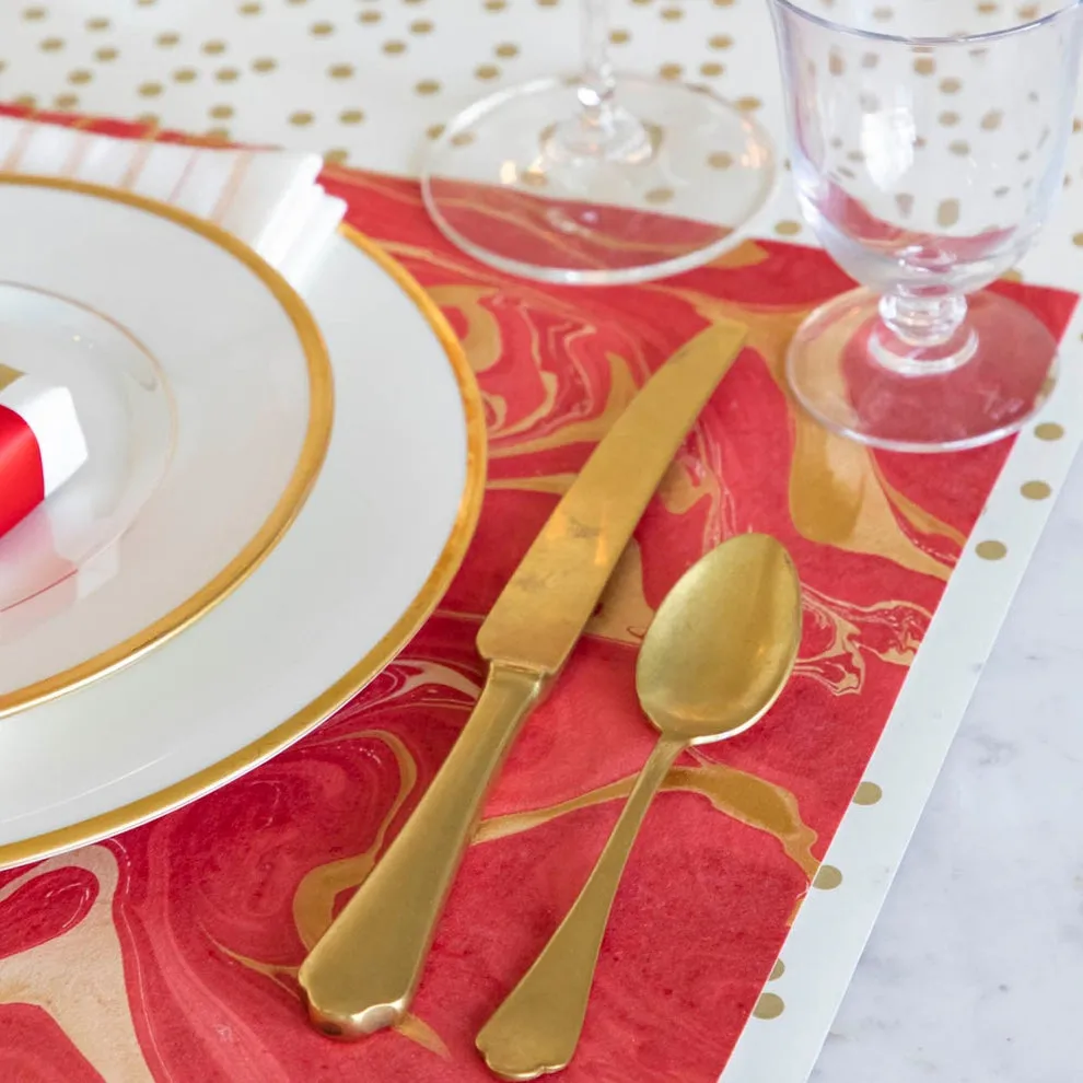 Red & Gold Marbled Paper Placemats