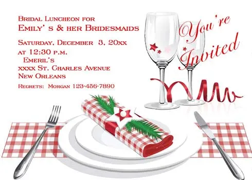 RED AND WHITE CHECK PLACE SETTING CUSTOM INVITATION