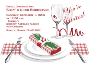 RED AND WHITE CHECK PLACE SETTING CUSTOM INVITATION
