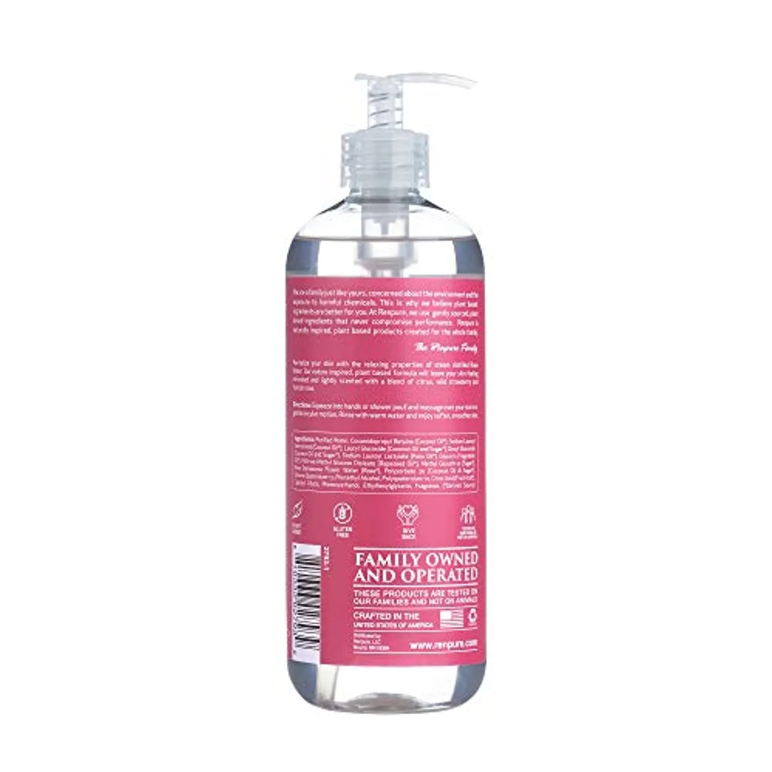 RENPURE PlantBased Organic Natural Rose Water Coconut Oil Body Wash, Sulfate Free Moisturizing Shower Gel Sensitive Skin with Pump for Women, Sandalwood, 19 Fl Oz