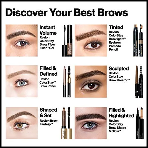 Revlon ColorStay Brow Fiber Filler, Longwearing & Volumizing Waterproof Eyebrow Gel, 305 Dark Brown, 0.23 fl. oz.