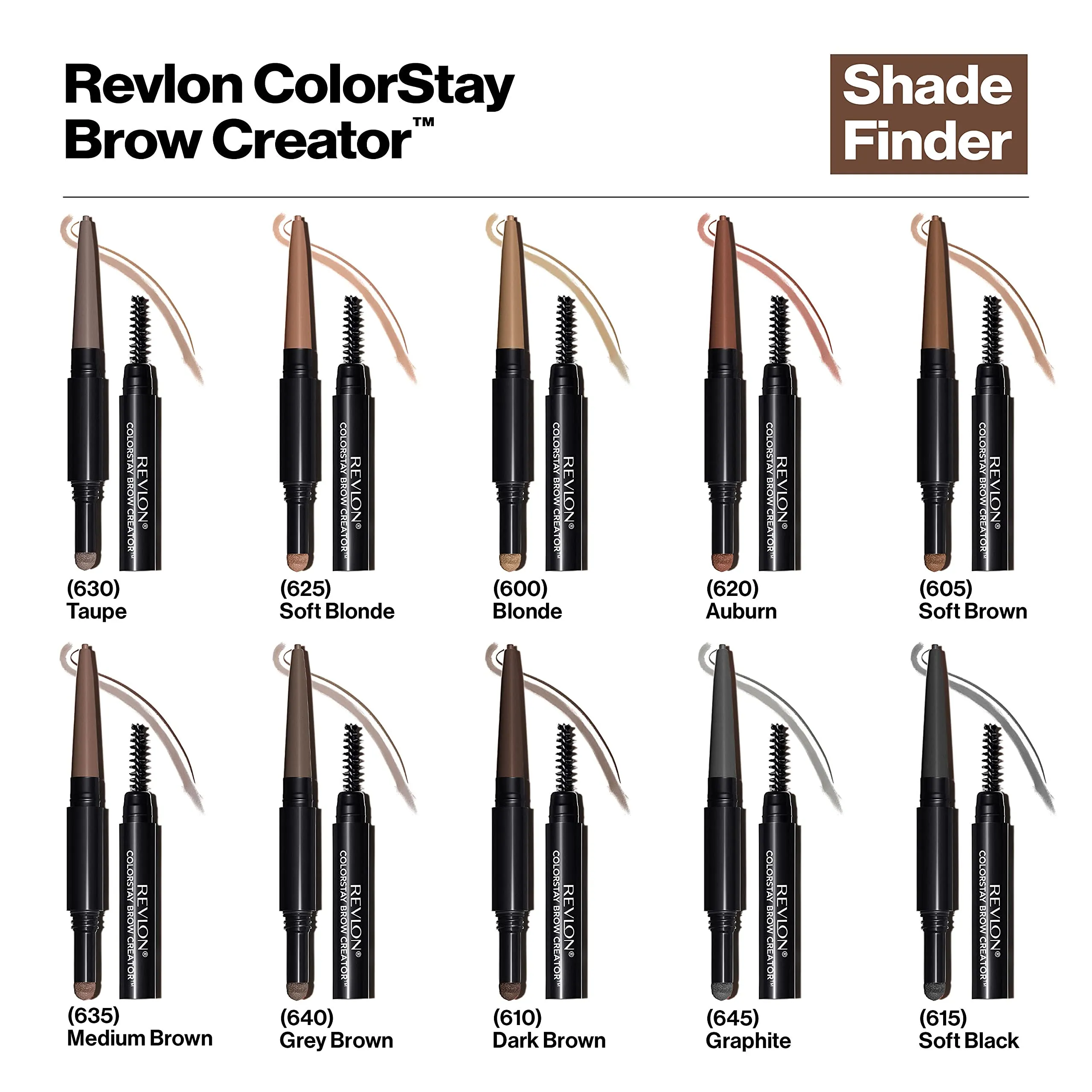 Revlon Eyebrow Pencil & Powder, ColorStay Brow Creator 2-in-1 Eye Makeup with Spoolie, Longwearing with Precision Tip, 600 Blonde, 0.23 Oz