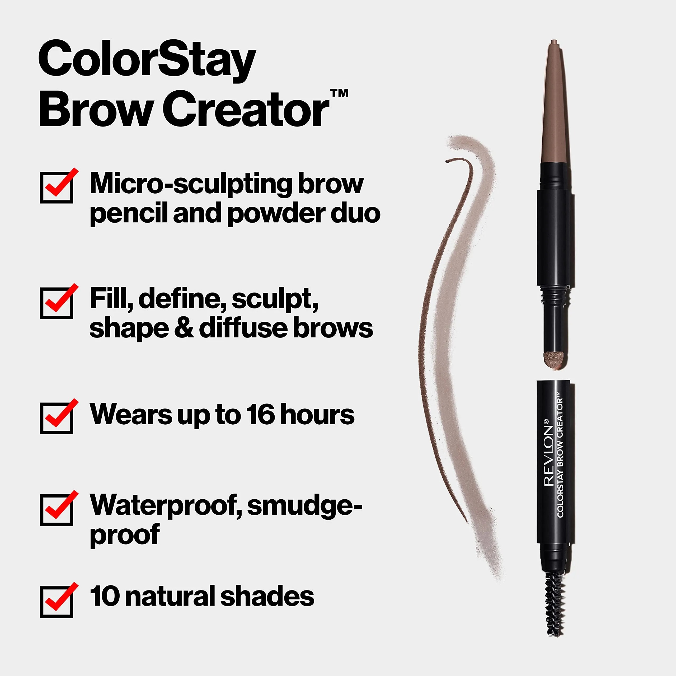 Revlon Eyebrow Pencil & Powder, ColorStay Brow Creator 2-in-1 Eye Makeup with Spoolie, Longwearing with Precision Tip, 600 Blonde, 0.23 Oz