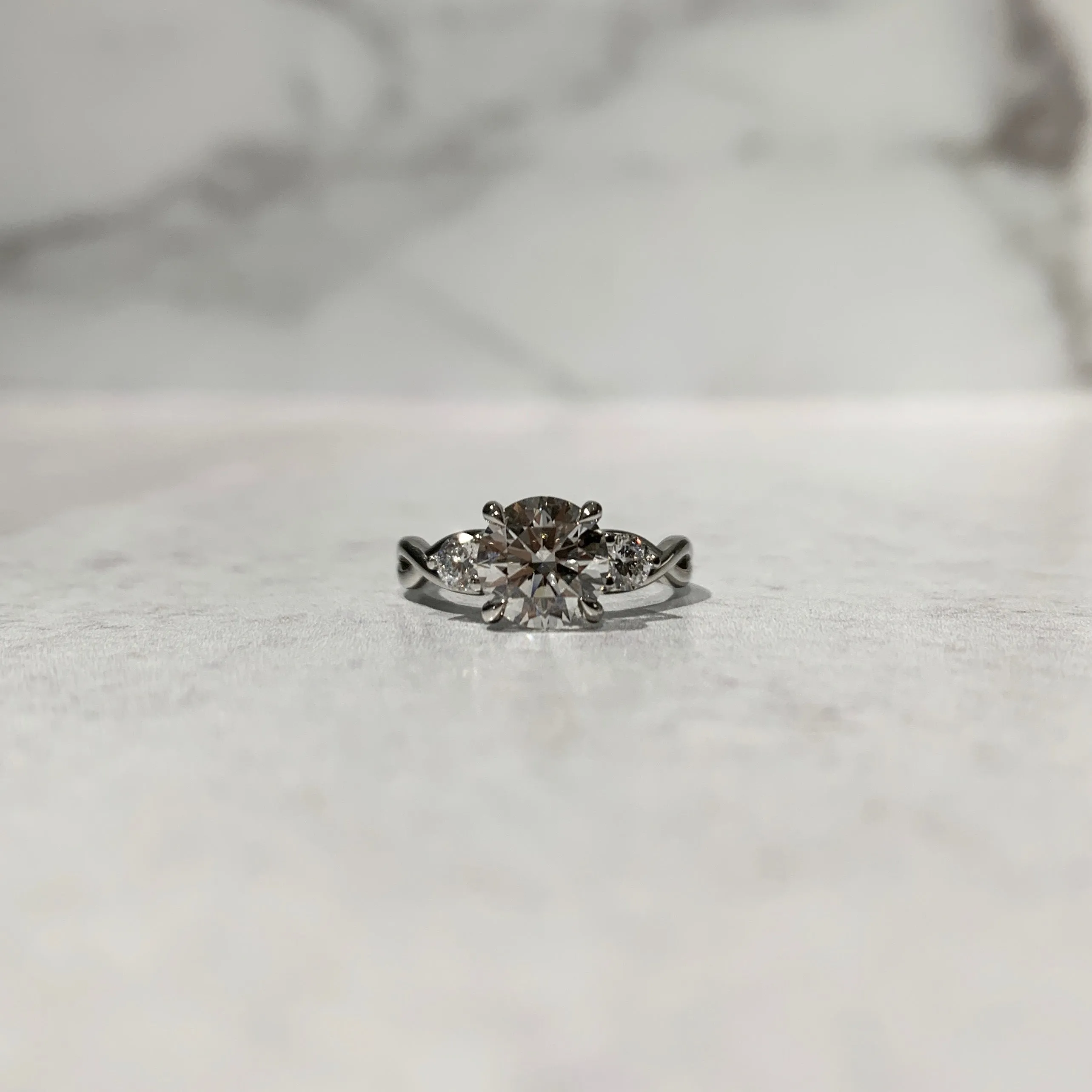 River Three-Stone Infinity Inspired Engagement Ring (Setting Only)