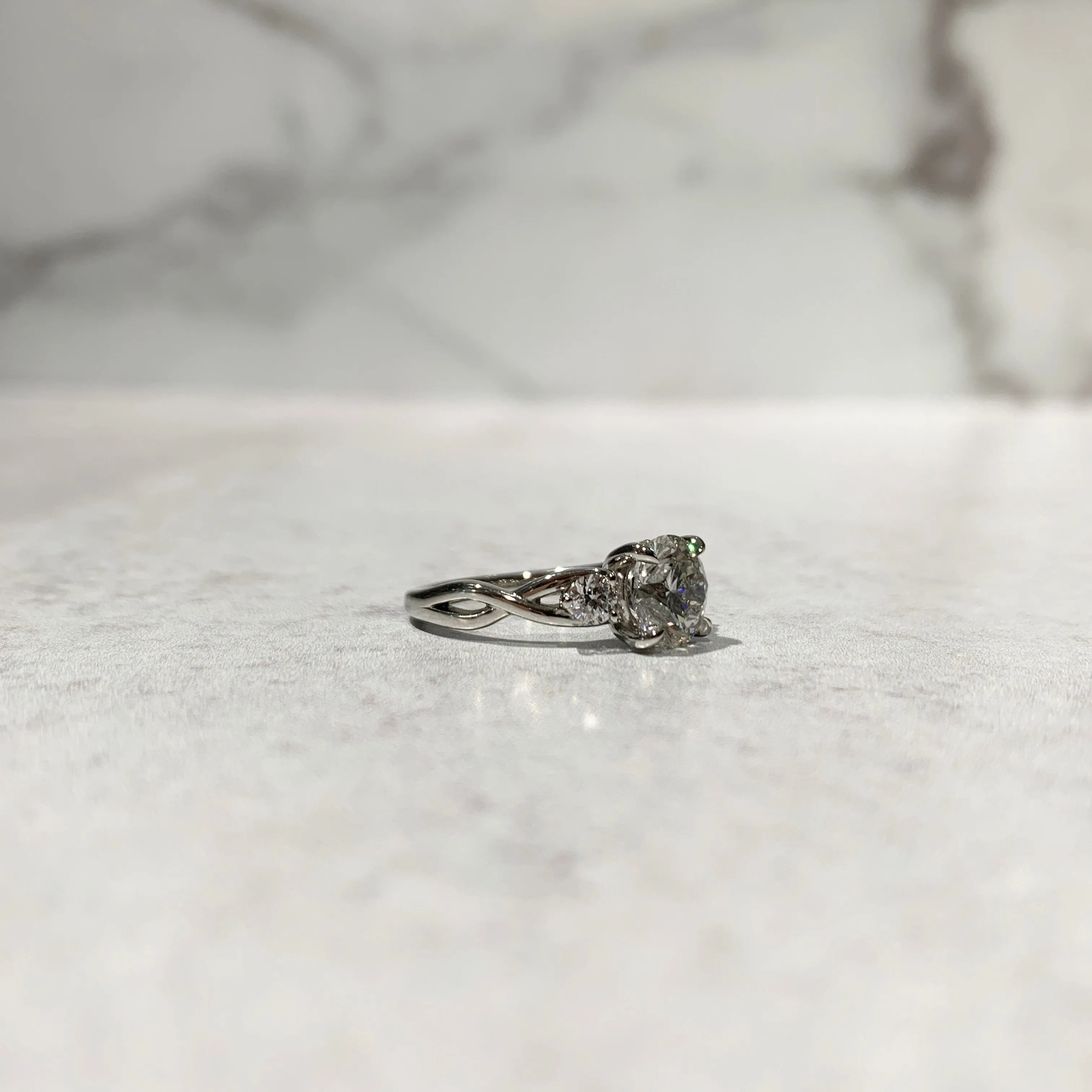 River Three-Stone Infinity Inspired Engagement Ring (Setting Only)