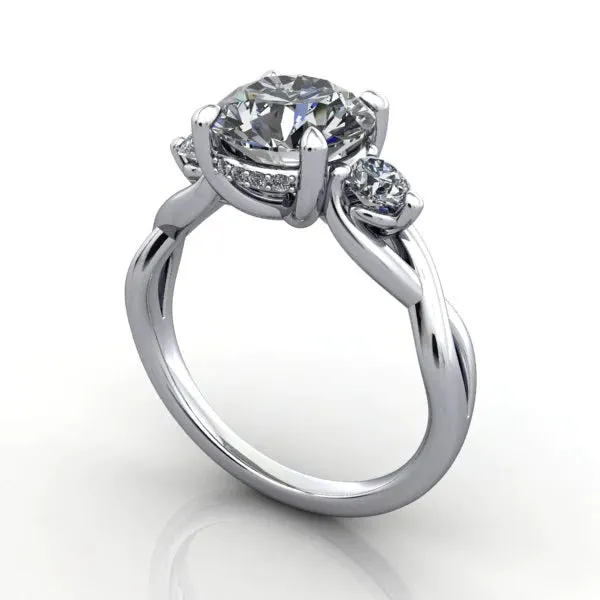 River Three-Stone Infinity Inspired Engagement Ring (Setting Only)
