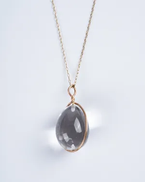 rock crystal sphere w/14k halo setting - gold