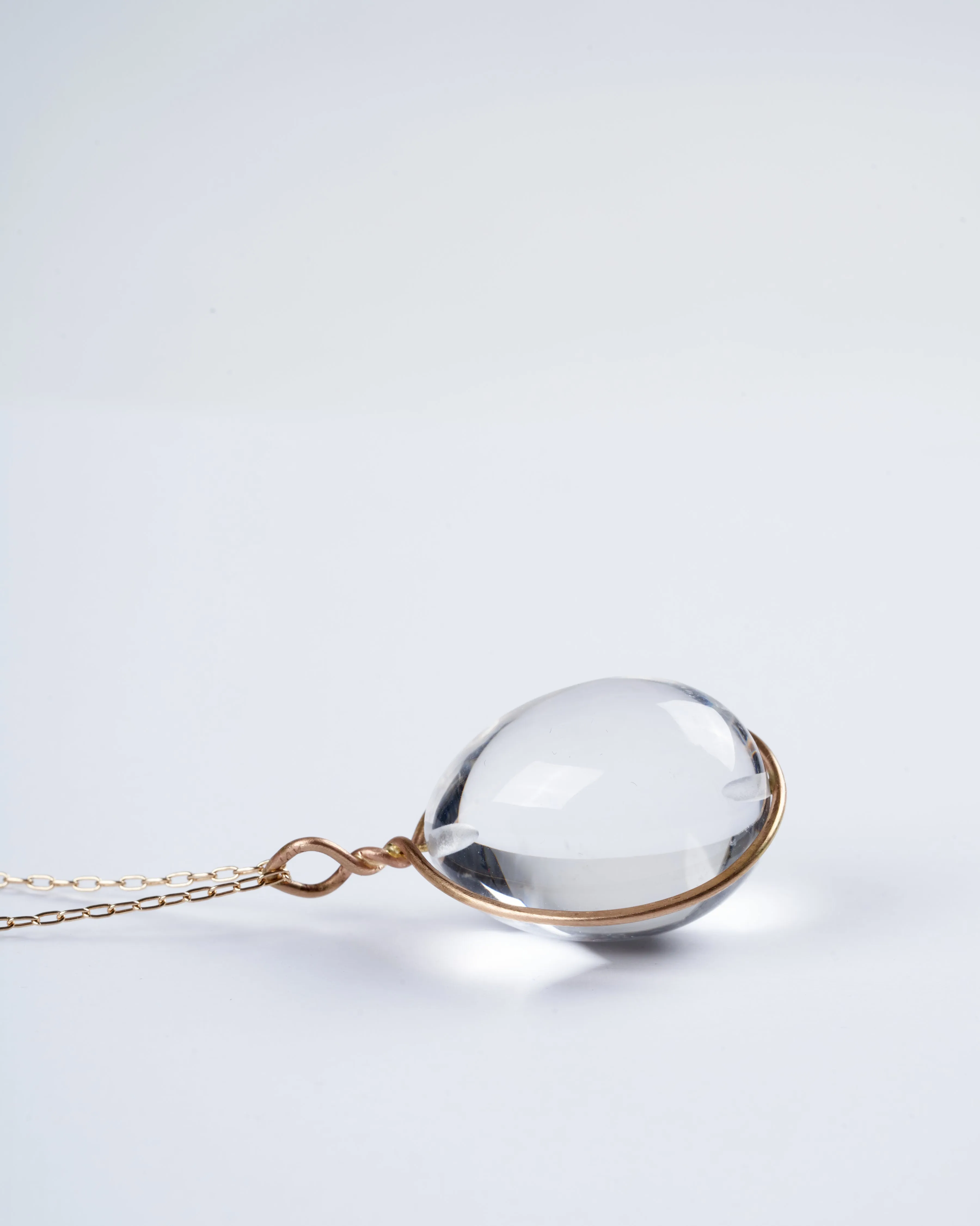 rock crystal sphere w/14k halo setting - gold