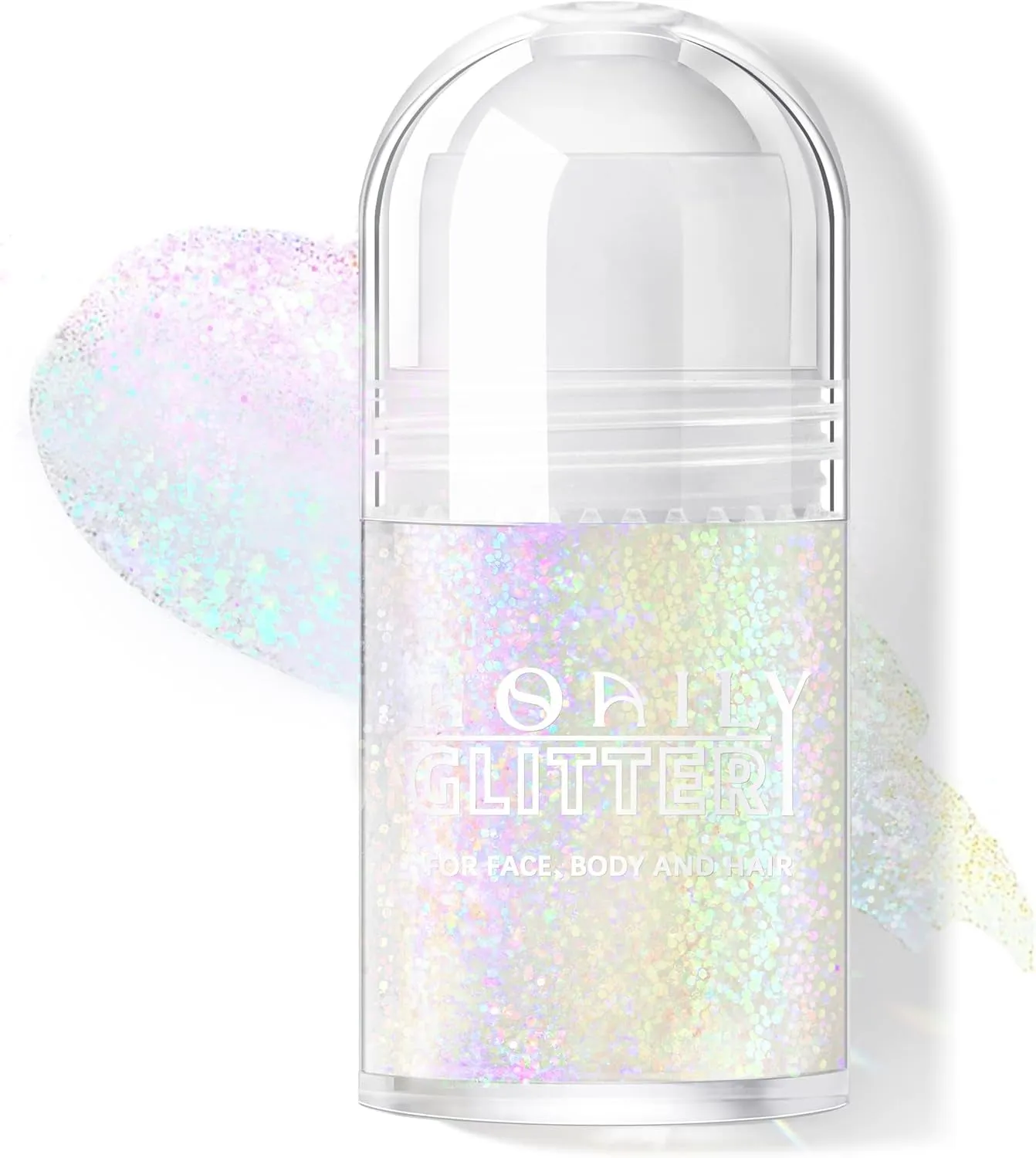 Roll-On Holographic Body Glitter Gel for Body Face Hair, Chameleon Color Changing Glitter Gel under Light, Chunky Mermaid Sequins Festival Party Body Shimmer Glitter Makeup (8# Sparkling Pink)