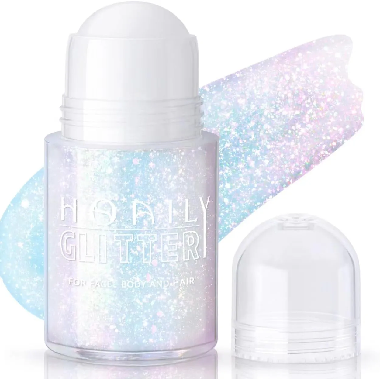 Roll-On Holographic Body Glitter Gel for Body Face Hair, Chameleon Color Changing Glitter Gel under Light, Chunky Mermaid Sequins Festival Party Body Shimmer Glitter Makeup (8# Sparkling Pink)
