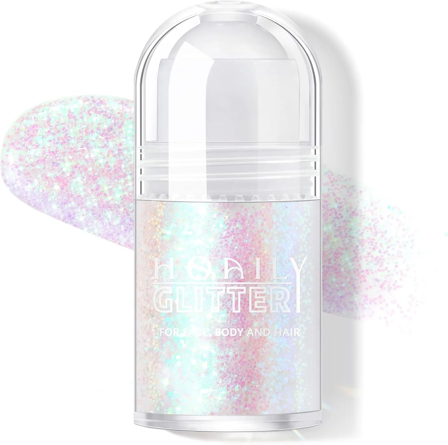 Roll-On Holographic Body Glitter Gel for Body Face Hair, Chameleon Color Changing Glitter Gel under Light, Chunky Mermaid Sequins Festival Party Body Shimmer Glitter Makeup (8# Sparkling Pink)