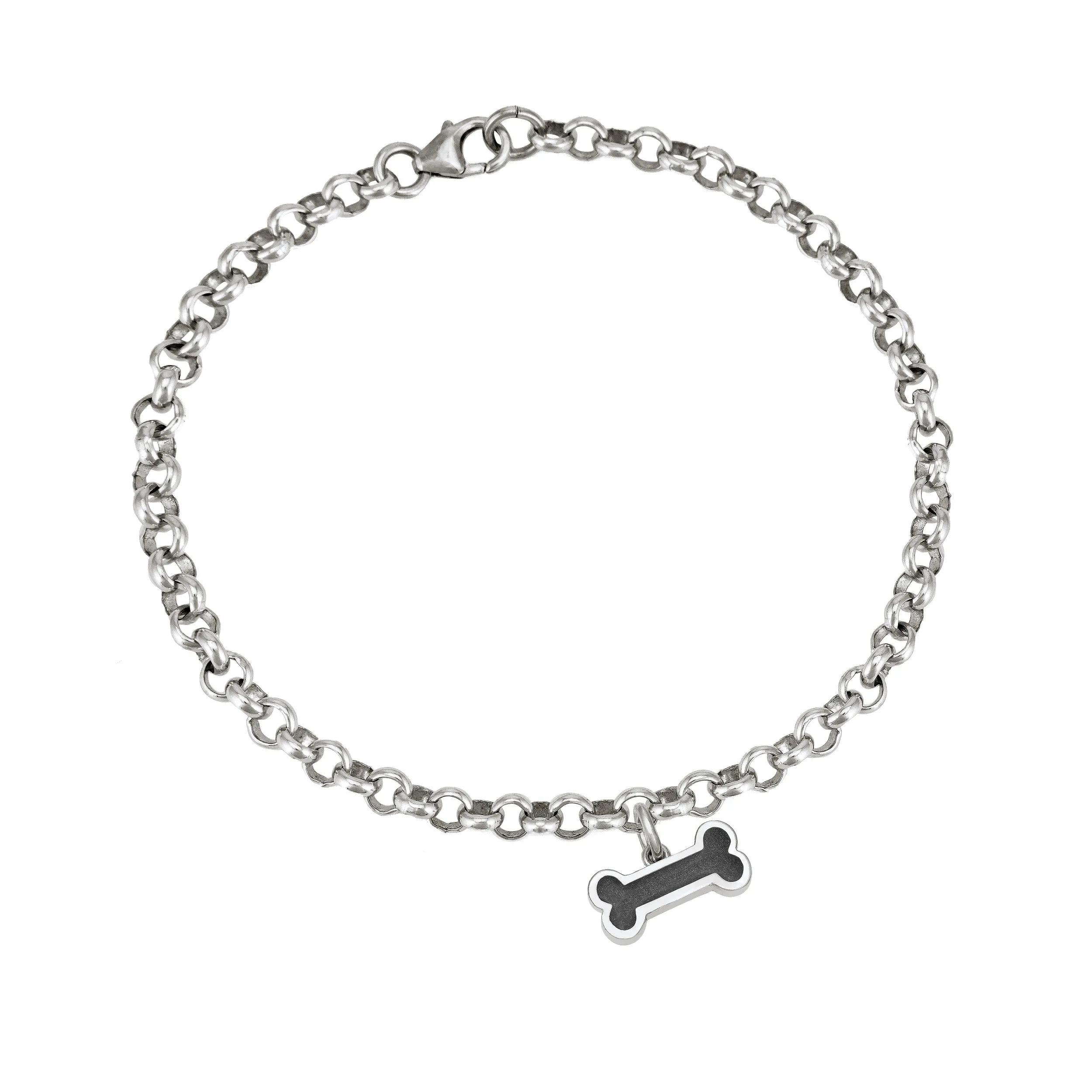 Rolo Chain Bracelet with Various Cremation Charms in Sterling Silver