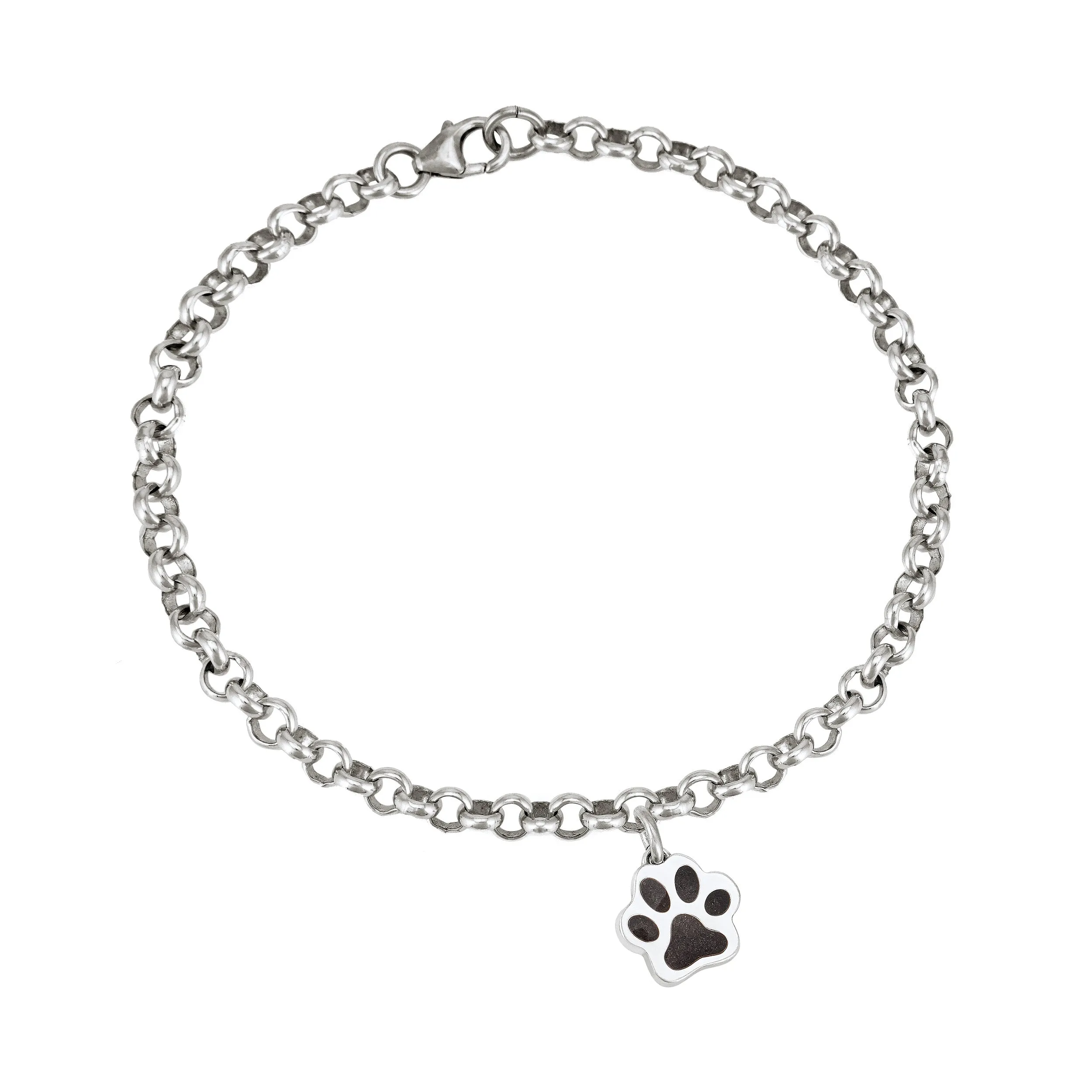 Rolo Chain Bracelet with Various Cremation Charms in Sterling Silver