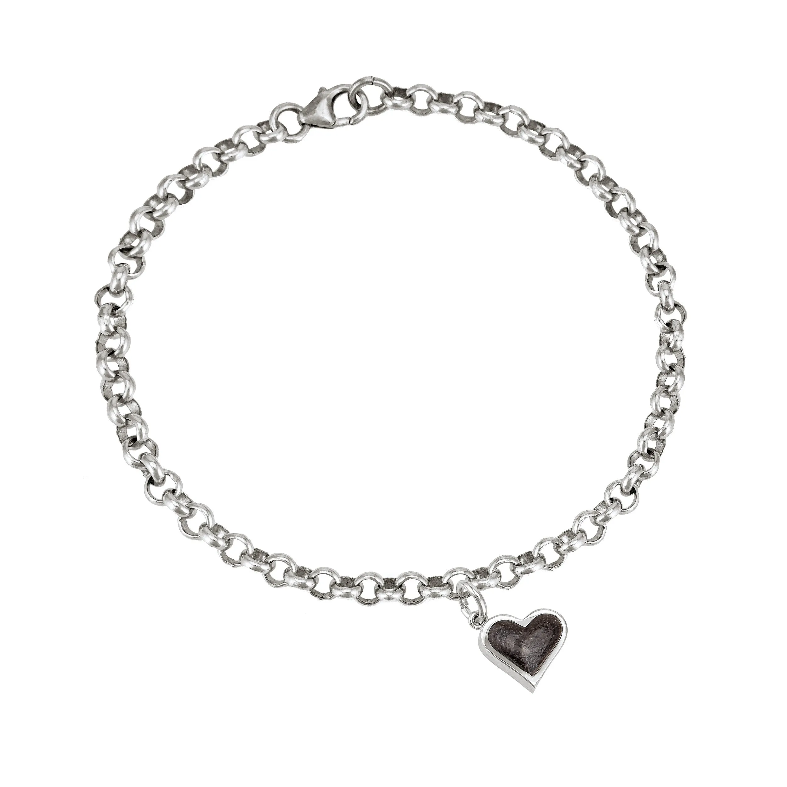 Rolo Chain Bracelet with Various Cremation Charms in Sterling Silver