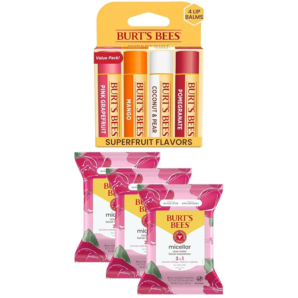 Rose Water Face Wipes, for All Skin Types, Hydrating Micellar Makeup Remover & Facial Cleansing Towelettes, 30 Ct (3-Pack)