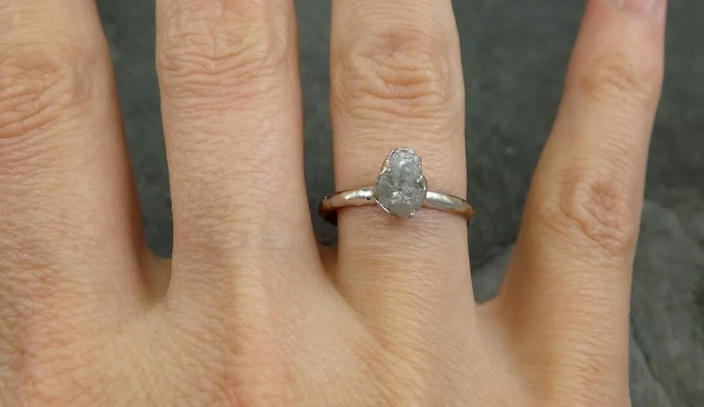 rough diamond engagement ring raw 14k white gold ring wedding diamond solitaire rough diamond ring byangeline 0641 Alternative Engagement