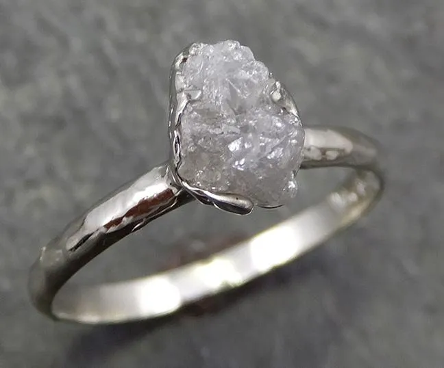rough diamond engagement ring raw 14k white gold ring wedding diamond solitaire rough diamond ring byangeline 0641 Alternative Engagement