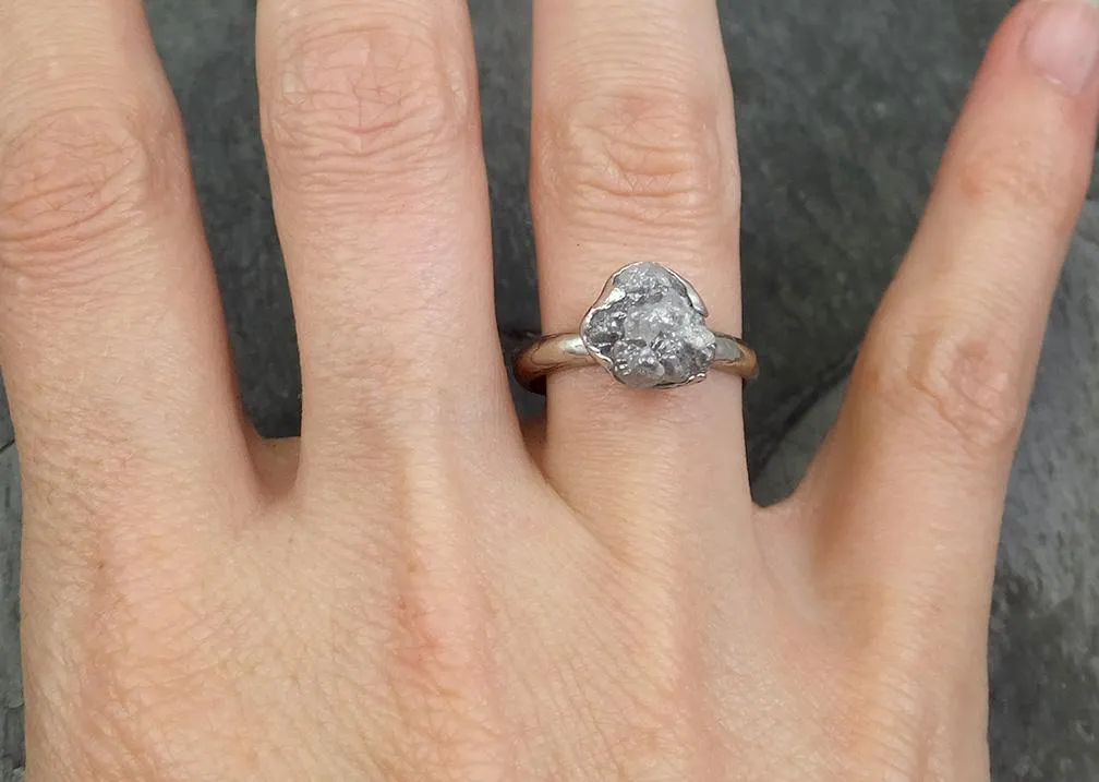 rough diamond engagement ring raw 14k white gold ring wedding diamond solitaire rough diamond ring byangeline 0650 Alternative Engagement