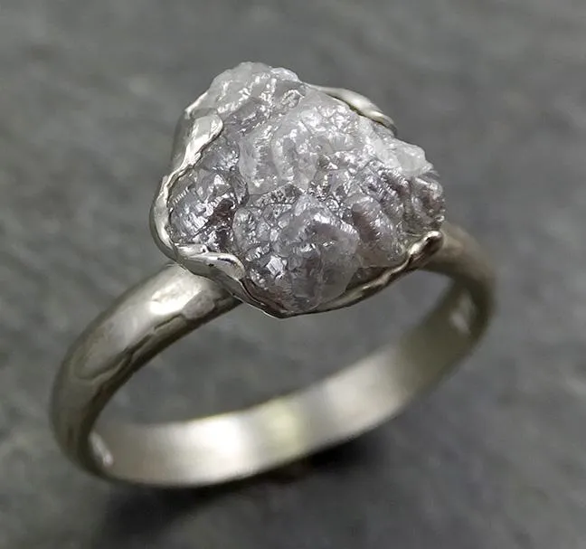 rough diamond engagement ring raw 14k white gold ring wedding diamond solitaire rough diamond ring byangeline 0650 Alternative Engagement