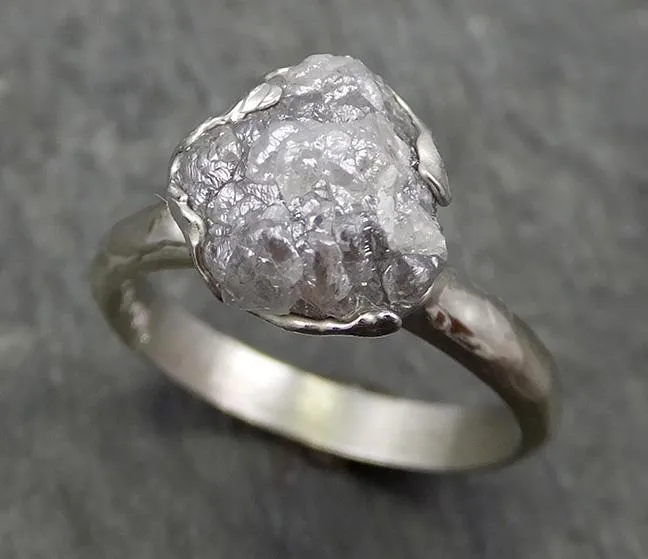 rough diamond engagement ring raw 14k white gold ring wedding diamond solitaire rough diamond ring byangeline 0650 Alternative Engagement