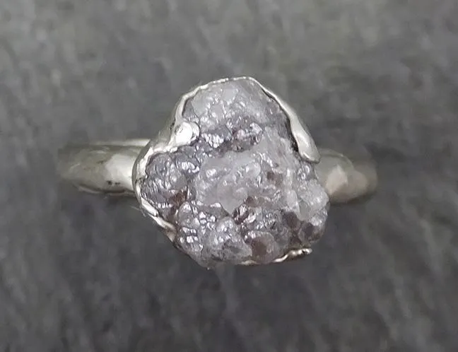 rough diamond engagement ring raw 14k white gold ring wedding diamond solitaire rough diamond ring byangeline 0650 Alternative Engagement