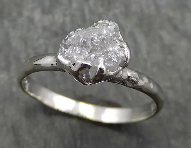 rough diamond engagement ring raw 14k white gold ring wedding diamond solitaire rough diamond ring byangeline 0655 Alternative Engagement