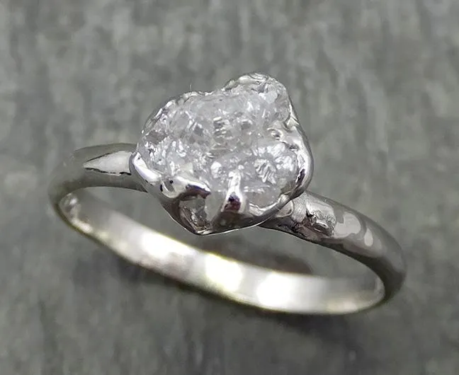 rough diamond engagement ring raw 14k white gold ring wedding diamond solitaire rough diamond ring byangeline 0655 Alternative Engagement