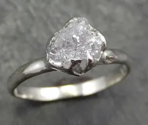 rough diamond engagement ring raw 14k white gold ring wedding diamond solitaire rough diamond ring byangeline 0655 Alternative Engagement