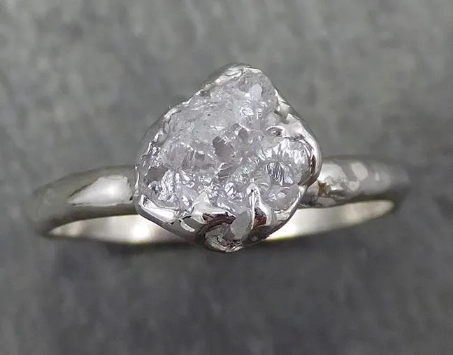 rough diamond engagement ring raw 14k white gold ring wedding diamond solitaire rough diamond ring byangeline 0655 Alternative Engagement