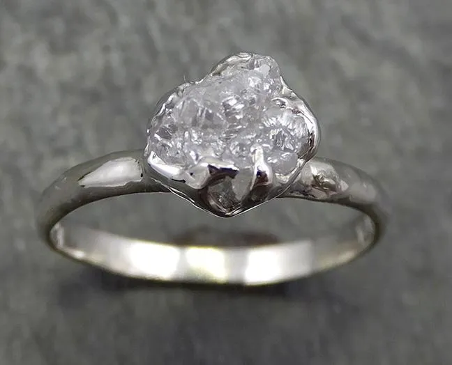 rough diamond engagement ring raw 14k white gold ring wedding diamond solitaire rough diamond ring byangeline 0655 Alternative Engagement
