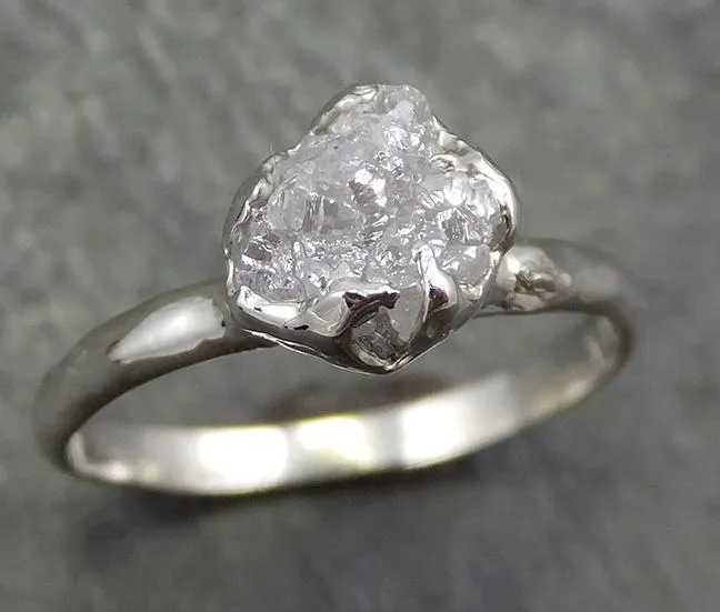 rough diamond engagement ring raw 14k white gold ring wedding diamond solitaire rough diamond ring byangeline 0655 Alternative Engagement
