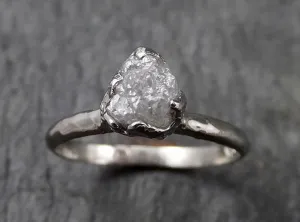 rough diamond engagement ring raw 14k white gold ring wedding diamond solitaire rough diamond ring byangeline 1430 Alternative Engagement