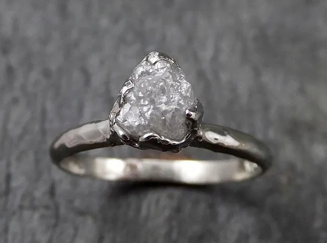 rough diamond engagement ring raw 14k white gold ring wedding diamond solitaire rough diamond ring byangeline 1430 Alternative Engagement