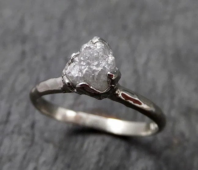 rough diamond engagement ring raw 14k white gold ring wedding diamond solitaire rough diamond ring byangeline 1430 Alternative Engagement