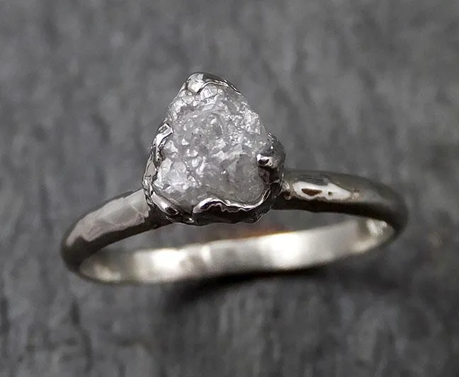 rough diamond engagement ring raw 14k white gold ring wedding diamond solitaire rough diamond ring byangeline 1430 Alternative Engagement