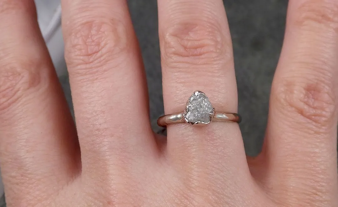 rough diamond engagement ring raw 14k white gold ring wedding diamond solitaire rough diamond ring byangeline 1430 Alternative Engagement