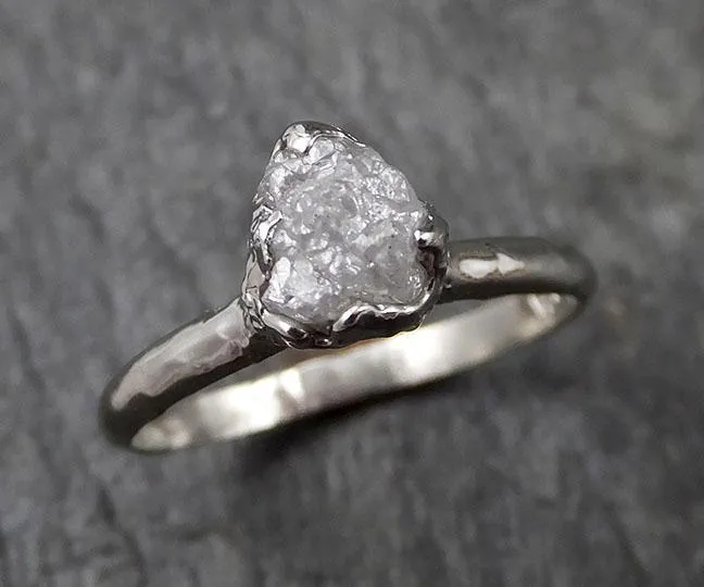 rough diamond engagement ring raw 14k white gold ring wedding diamond solitaire rough diamond ring byangeline 1430 Alternative Engagement