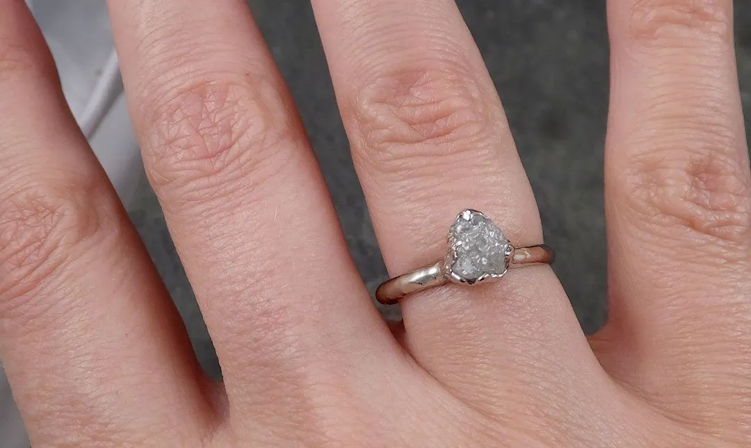 rough diamond engagement ring raw 14k white gold ring wedding diamond solitaire rough diamond ring byangeline 1430 Alternative Engagement