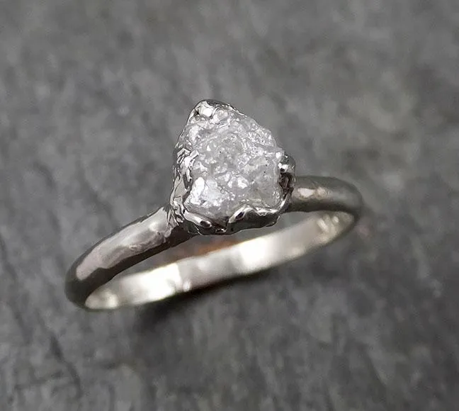 rough diamond engagement ring raw 14k white gold ring wedding diamond solitaire rough diamond ring byangeline 1430 Alternative Engagement
