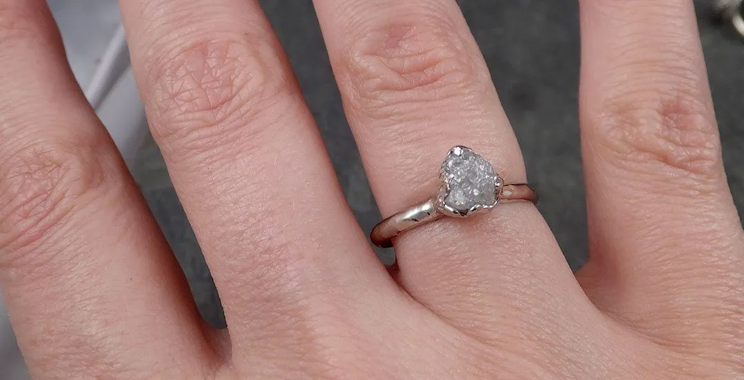 rough diamond engagement ring raw 14k white gold ring wedding diamond solitaire rough diamond ring byangeline 1430 Alternative Engagement